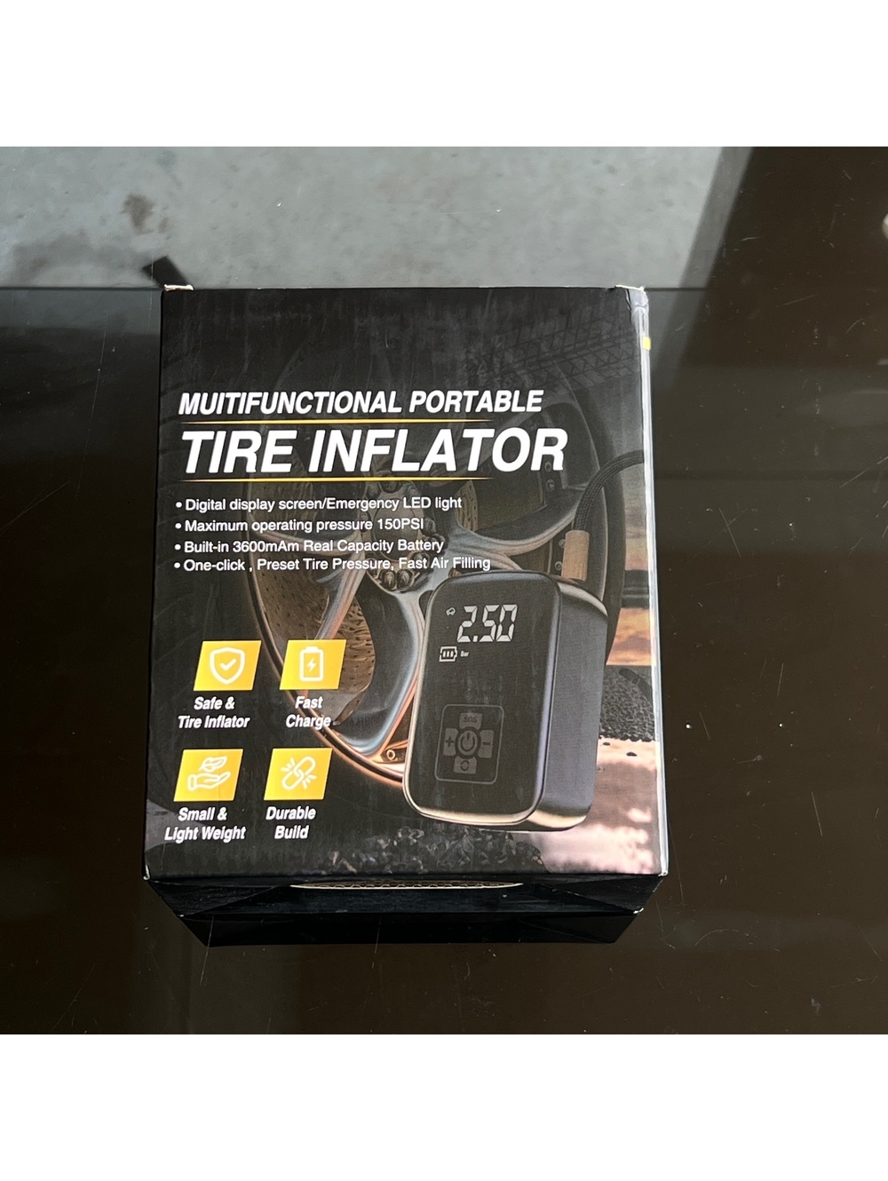 Multifunctional Portable Tire Inflator with Digital Display and LED Light